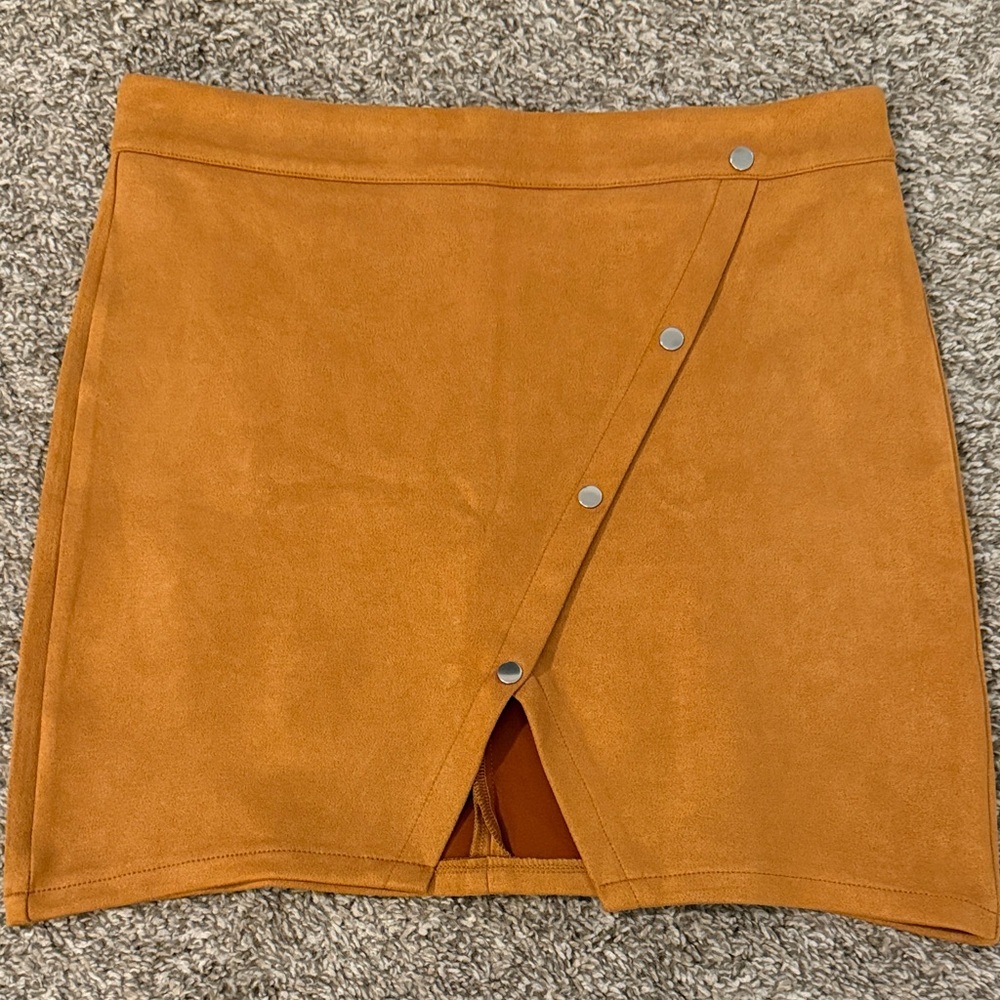 Western Rodeo Tan Mini Skirt with Button Detail